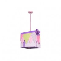 Distribuidor - Lâmpadas Diversas | Colgantes Infantil | COLGANTE GRANDE SERIE REGALO LILA 1XE27 30X30X30 Ref: 056893019